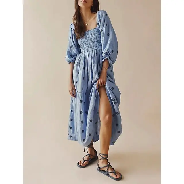 KMB Baby Blue Flower Long Dress (L)